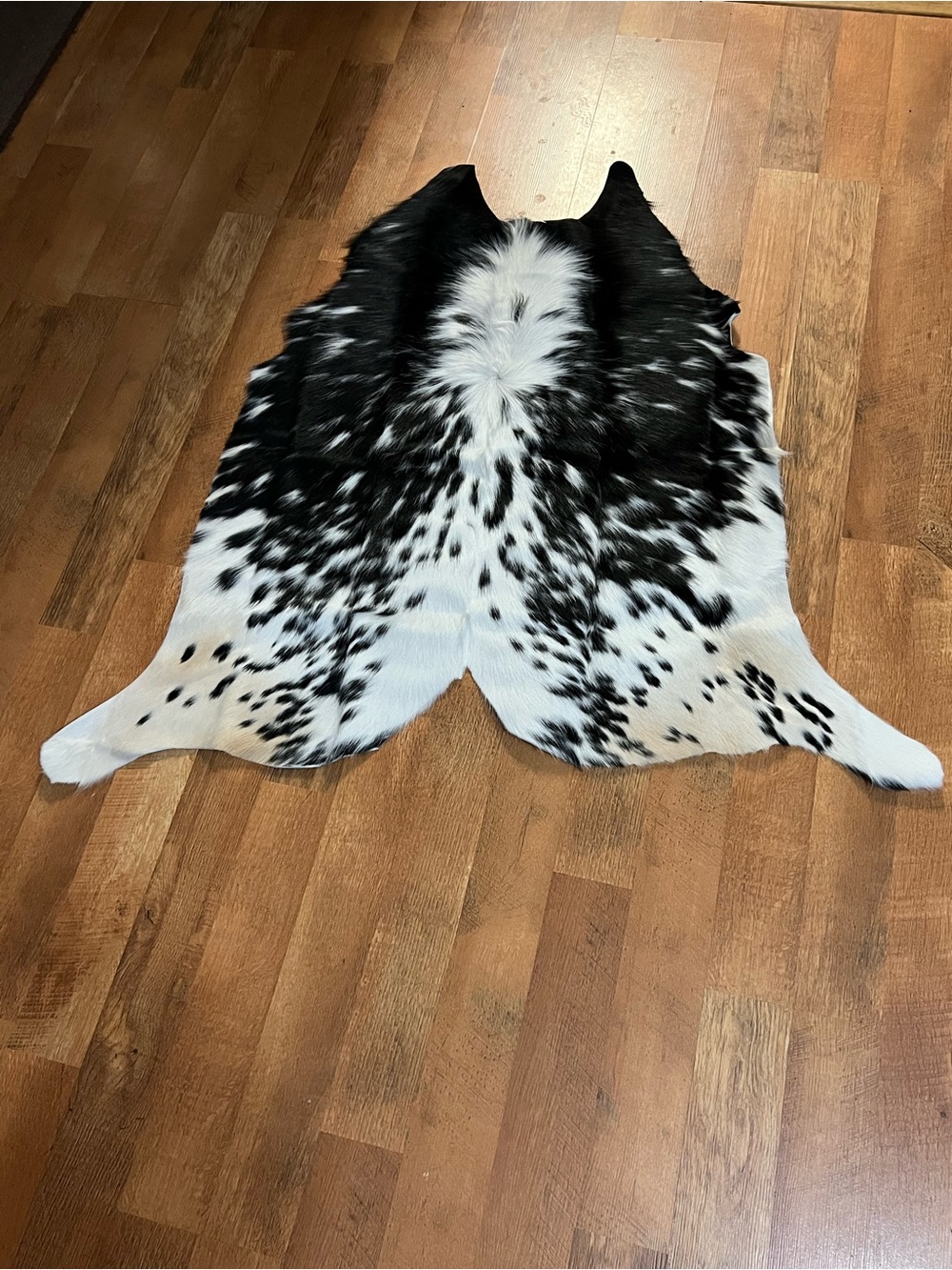 Black and White Spotted  natural Cowhide Rug